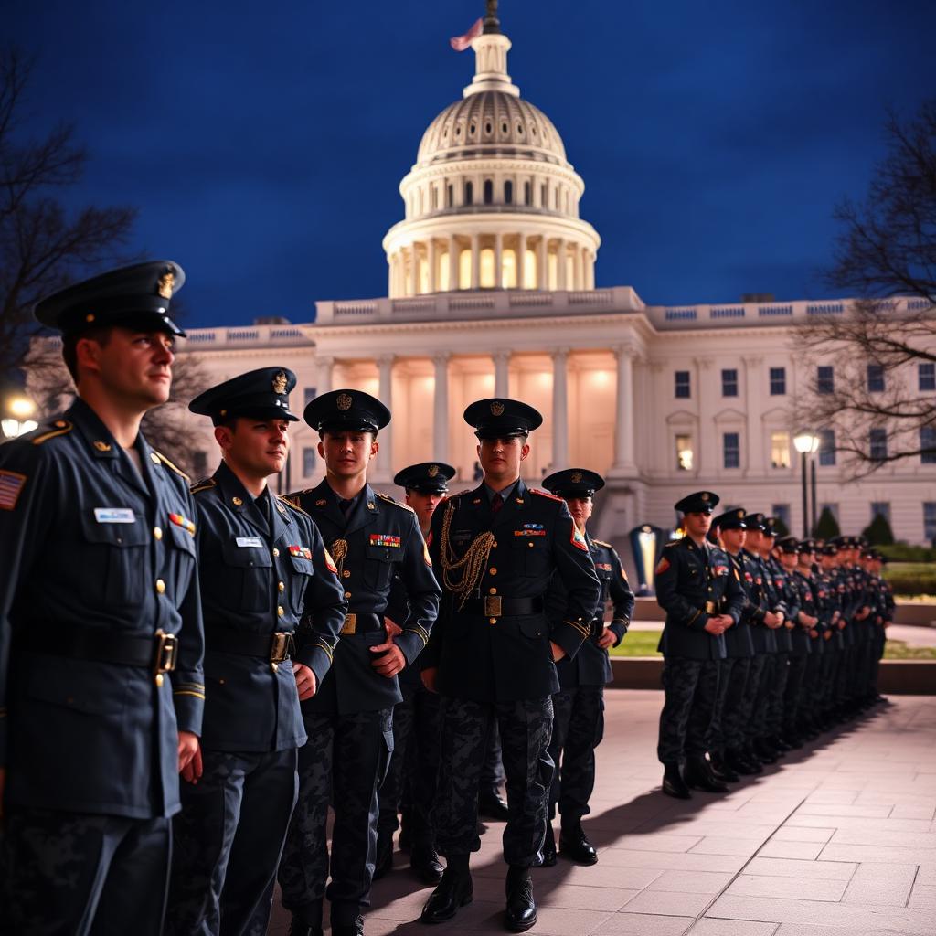 US military service members in formation